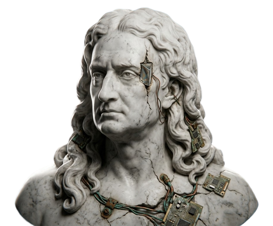 Marble bust with brass circuitry, header image for the Candymonium case study