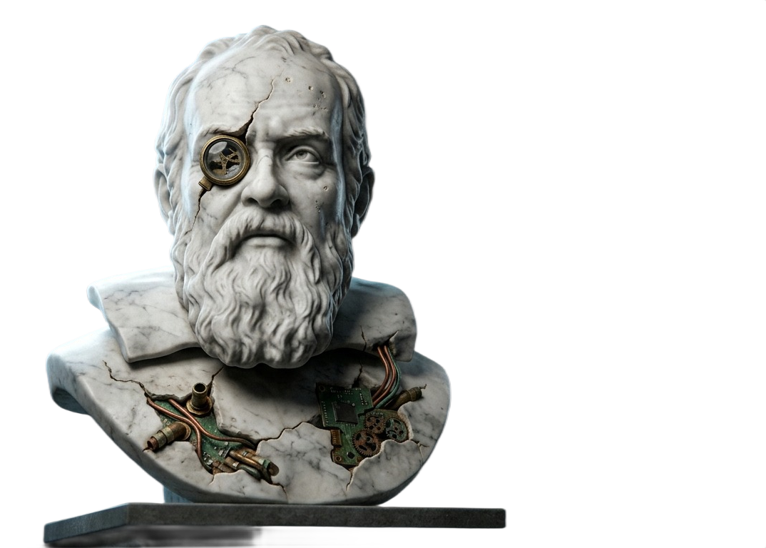 Marble bust with brass circuitry, header image for the Sidedoor Digital case study