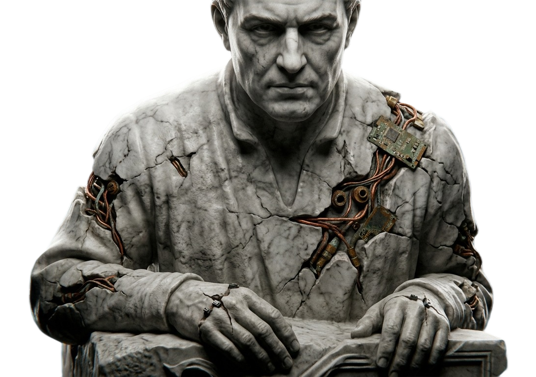 Marble bust with brass circuitry, roster gallery figure 1 of 4