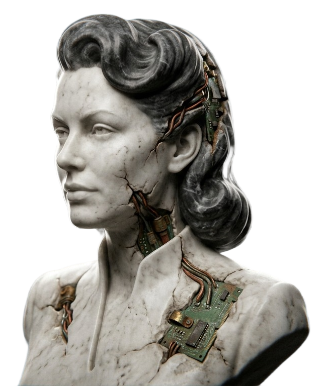 Marble bust with brass circuitry, roster gallery figure 2 of 4